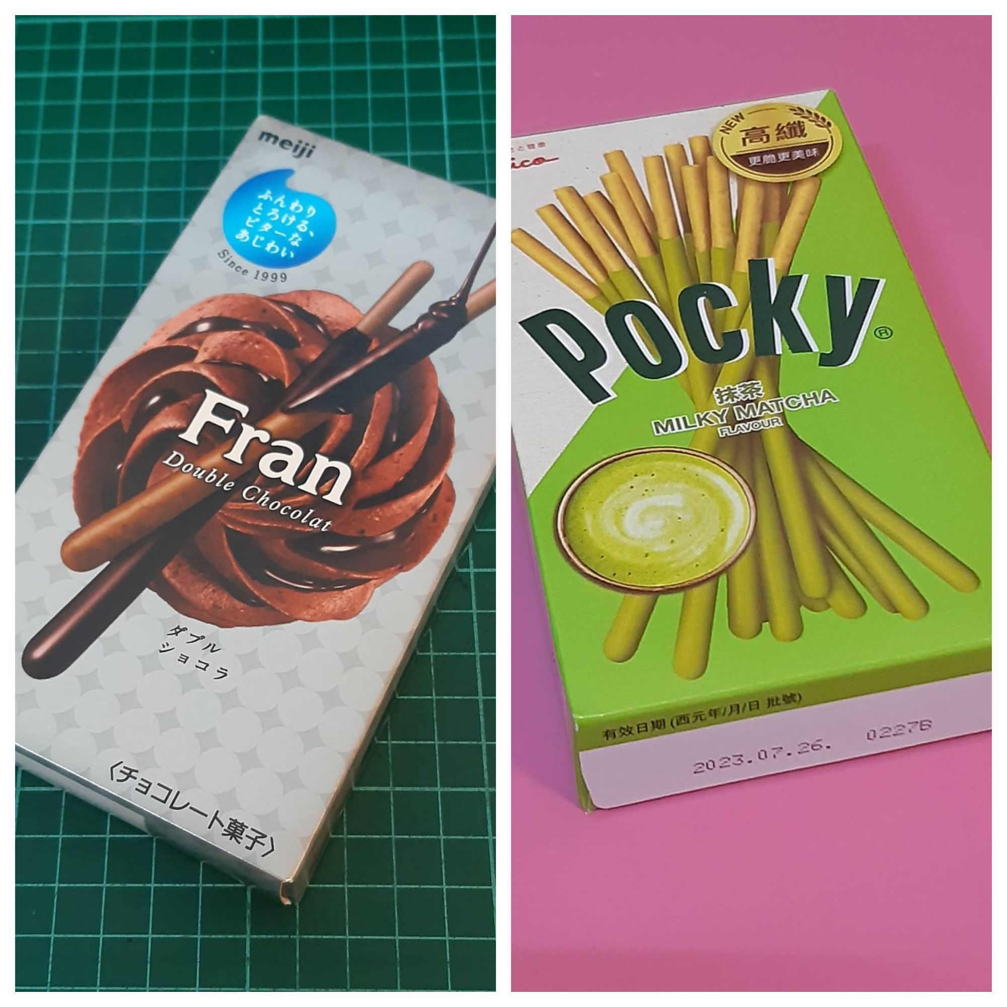 Pocky開箱-百奇抹茶pocky+明治Fran雙倍巧克力#百奇pocky#明治Fran#雙倍巧克力#pocky-發胖版｜PopDaily 波波黛莉