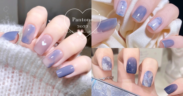 2022 Pantone『長春花藍』美甲圖鑑！4款超顯白造型，優雅漸層溫柔又自帶仙氣！